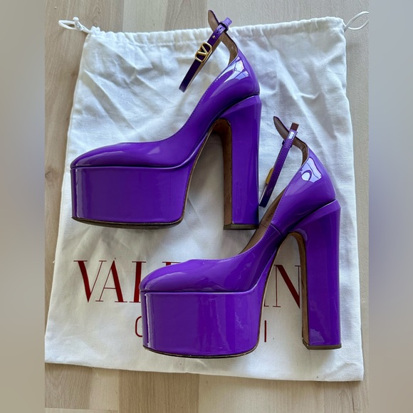 VALENTINO GARAVANI TAN-GO 155mm PLATFORM PUMPS SZ 36 PURPLE - Picture 6 of 9